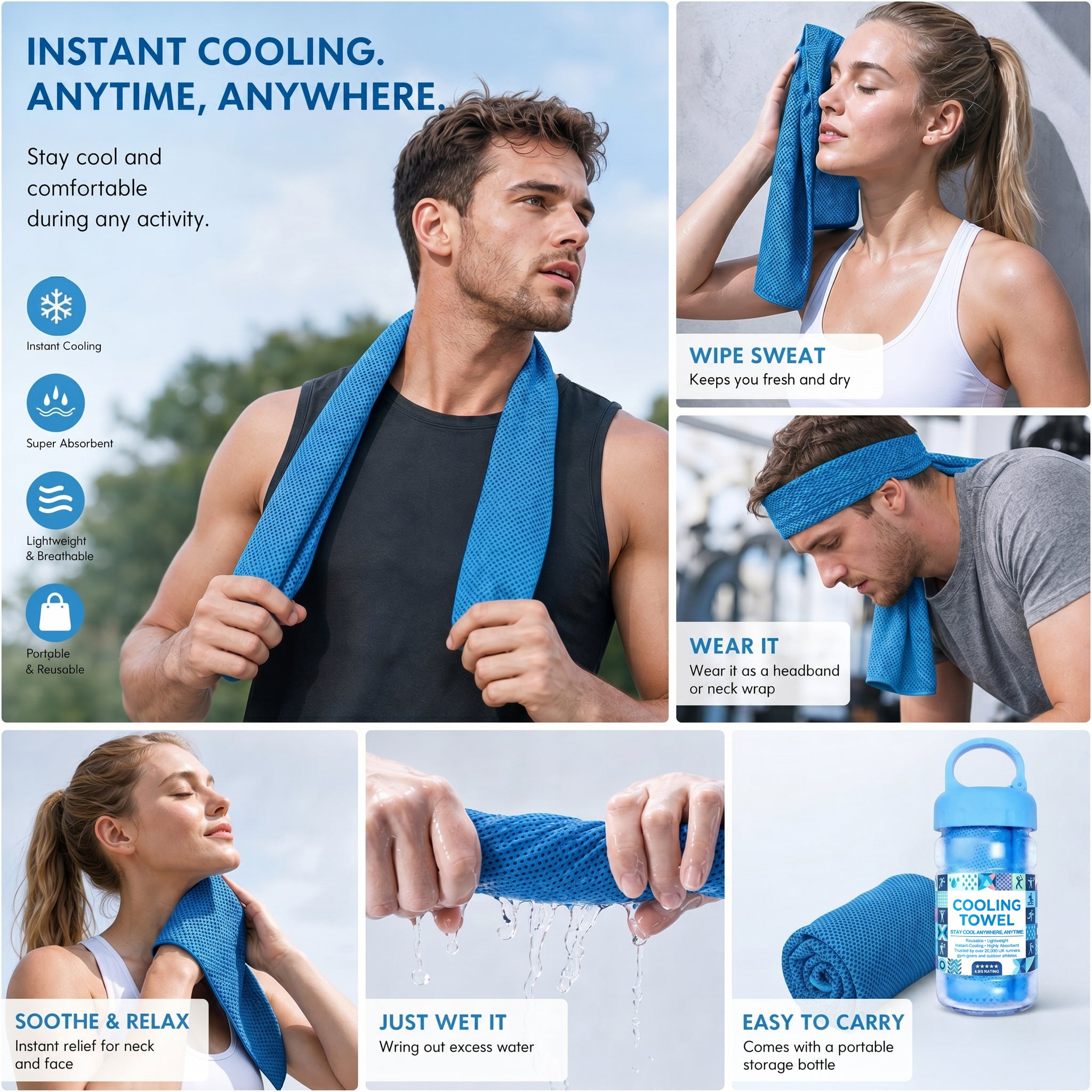 🔥Summer Hot Sale - BUY 1 GET 1 FREE!!⚡50K+ SOLD!❄️Cold Sweat Towel You Can Use Anywhere, Anytime! Reusable Soft Absorbent Cooling Portable