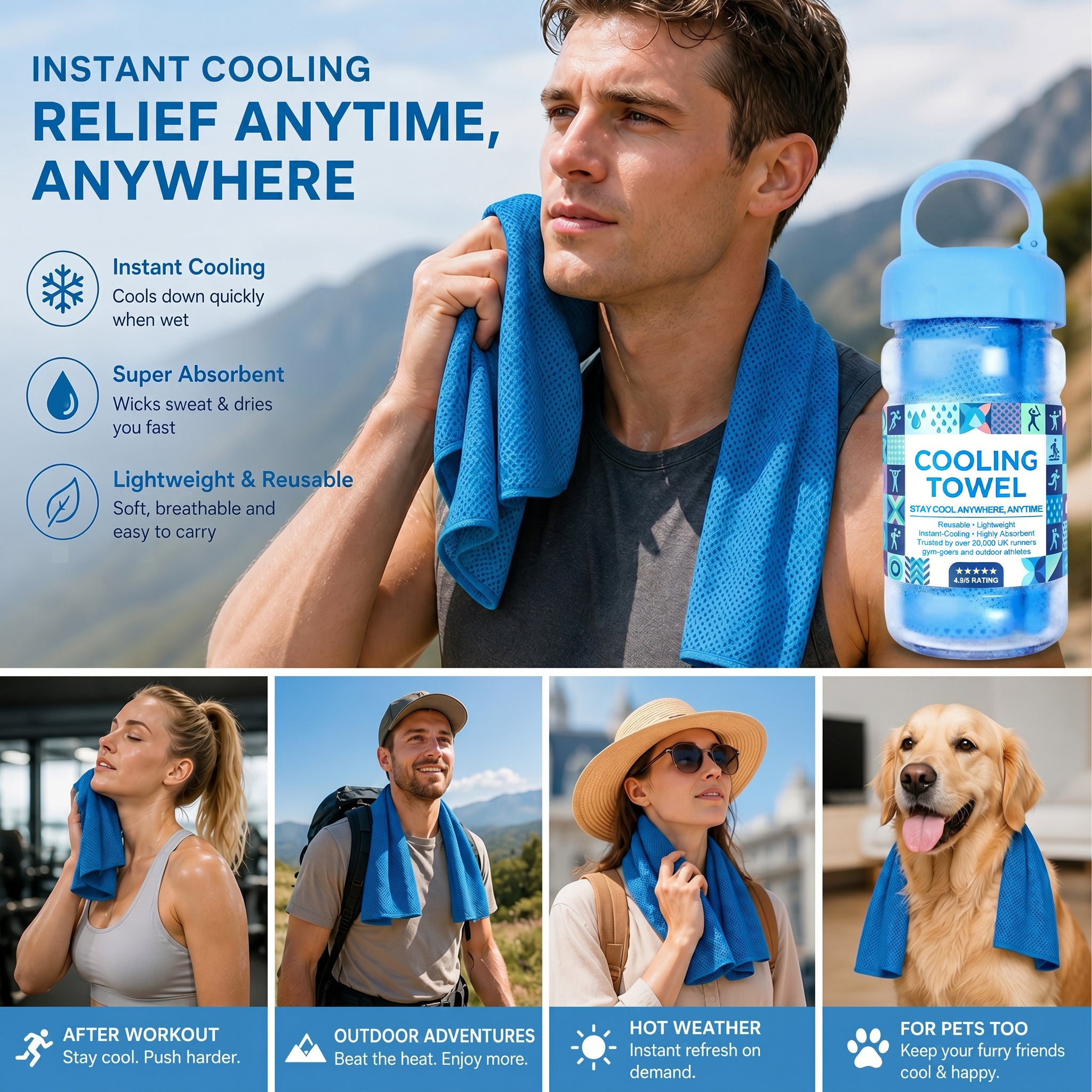 🔥Summer Hot Sale - BUY 1 GET 1 FREE!!⚡50K+ SOLD!❄️Cold Sweat Towel You Can Use Anywhere, Anytime! Reusable Soft Absorbent Cooling Portable