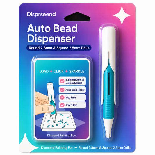 🔥 Last Day 50% OFF – 💎 Automatic Diamond Art Bead Dispenser Pen & Tray Set