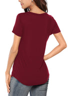 🔥Last Day 49% OFF💖Women's V-neck Short Sleeve Curved Hem Tee Top