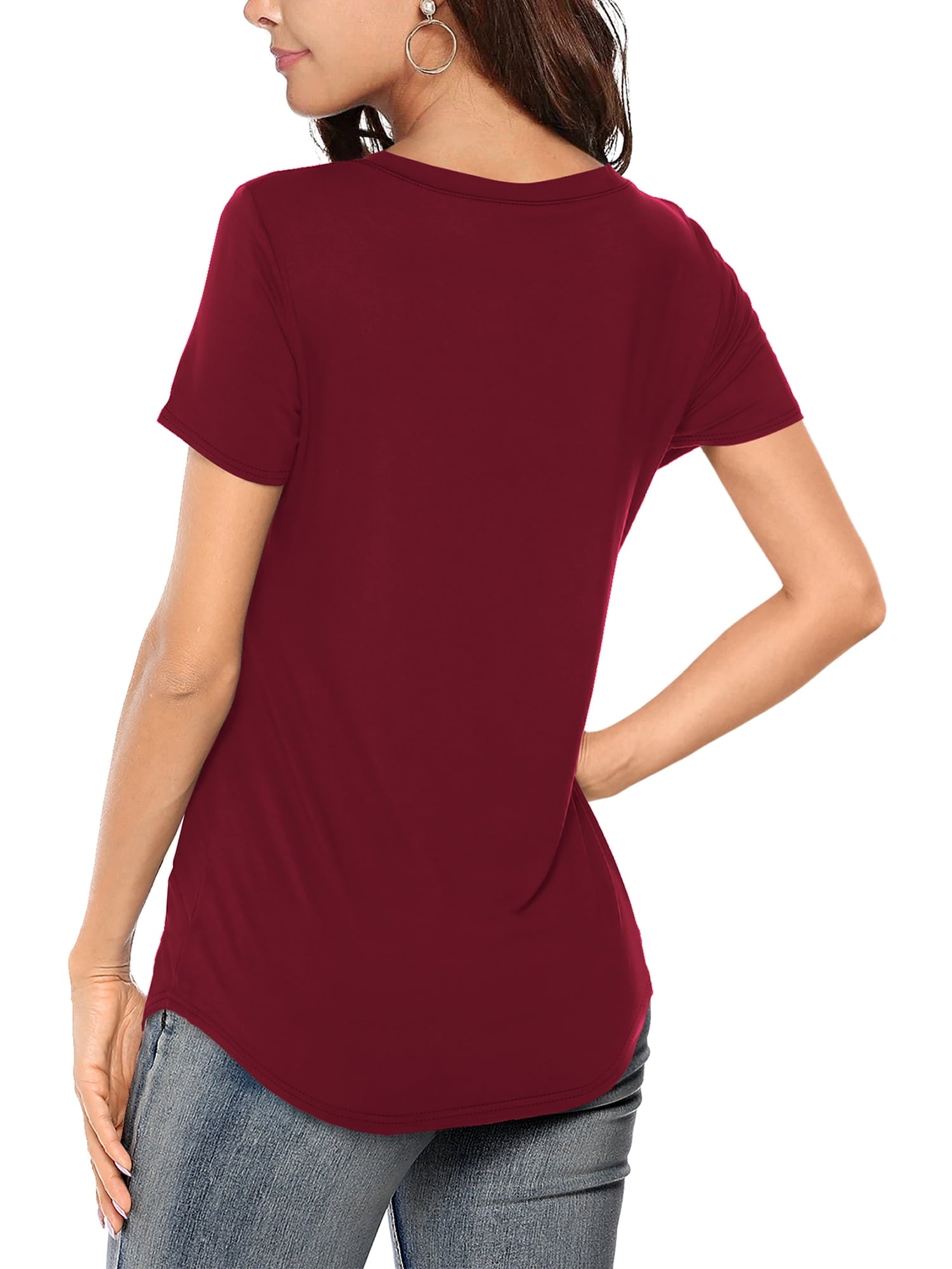 🔥Last Day 49% OFF💖Women's V-neck Short Sleeve Curved Hem Tee Top