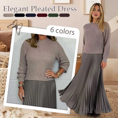 🎉🔥This Week's Special Sales 50% OFF✨Women’s Stylish and Elegant Round-neck Pleated Dress