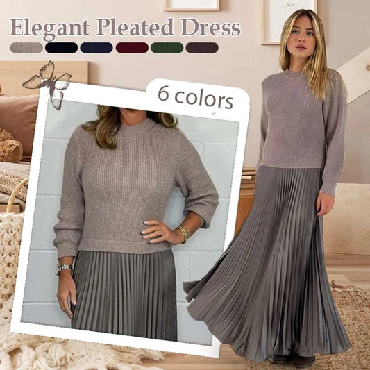 🎉🔥This Week's Special Sales 50% OFF✨Women’s Stylish and Elegant Round-neck Pleated Dress