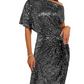 💃Last Day Sales 50% OFF!🎉Sparkly One-Shoulder Ruched Dress