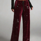 🛍️🍂LAST DAY SALE OVER 65% OFF👍✨Women's Glitter Fashion Adjustable Drawstring Slimming Elastic Waist Straight-Leg Pants