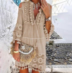 🏖️Summer Hot Sale 60% OFF🏝️👗Women's Loose Cotton Linen Embroidered Dress🌸