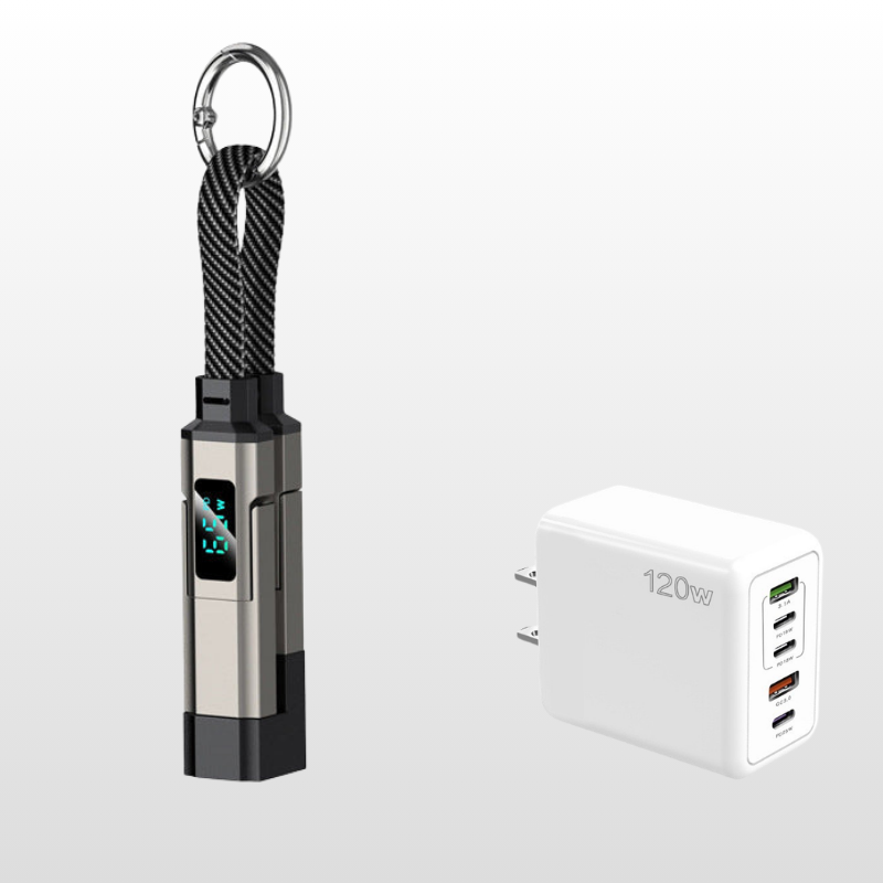 🎁💥LAST DAY SPECIAL PRICE!-￡7.99!!🔌4-in-1 Charging Cable with Digital Display & Keychain – Fast-Charging, Kink-Resistant & Compact