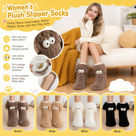 🎅💗Christmas Hot Sale 50% OFF!!🎄⚡50K+ SOLD💕Women's Plush Slippers Socks Floor Socks Winter Home Indoor Thickened Fleece-Lined Anti-Slip Adult Women's Plush Snow Socks Shoe Covers