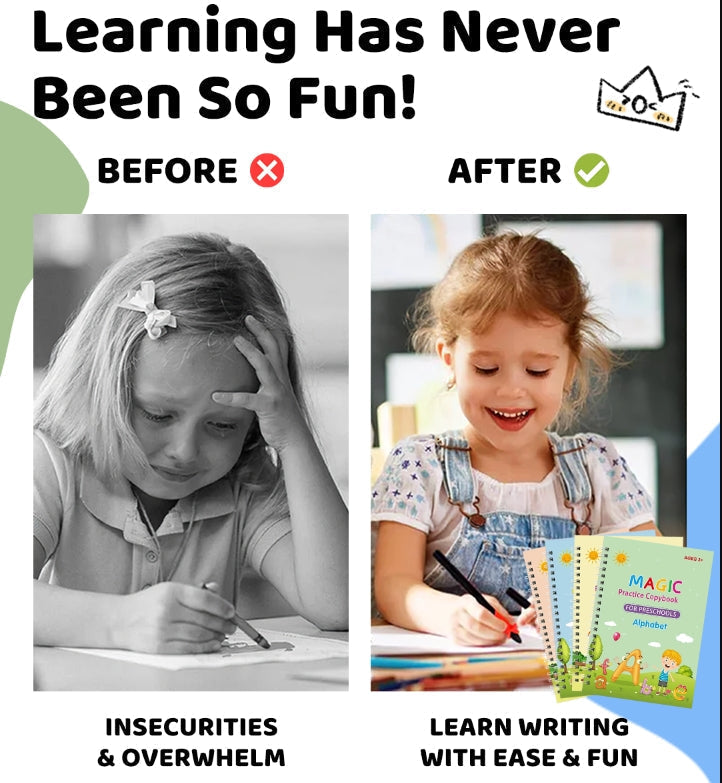 🏆LAST DAY SALE ONLY ￡6.99!🔥4-in-1 Fun Reusable Learning Books📚✨Handwriting • Numbers • Drawing • Fine Motor Skills • With Vanishing Ink Pen | Ages 2+ • Eco-Friendly & Screen-Free 🌱🇬🇧