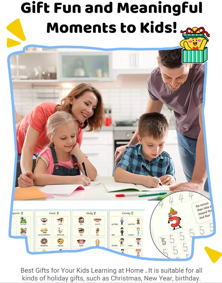 🏆LAST DAY SALE ONLY ￡6.99!🔥4-in-1 Fun Reusable Learning Books📚✨Handwriting • Numbers • Drawing • Fine Motor Skills • With Vanishing Ink Pen | Ages 2+ • Eco-Friendly & Screen-Free 🌱🇬🇧