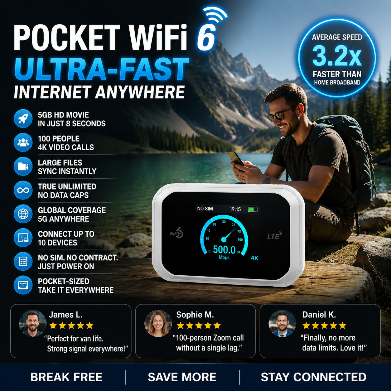 🥳2026 HOT SALE🥳💞50K+ SOLD!📶🌐 50% OFF! Mobile Hotspot – Portable WiFi, full coverage anywhere. No contract, no setup. Stay connected on the go! 📱✨（No card included））