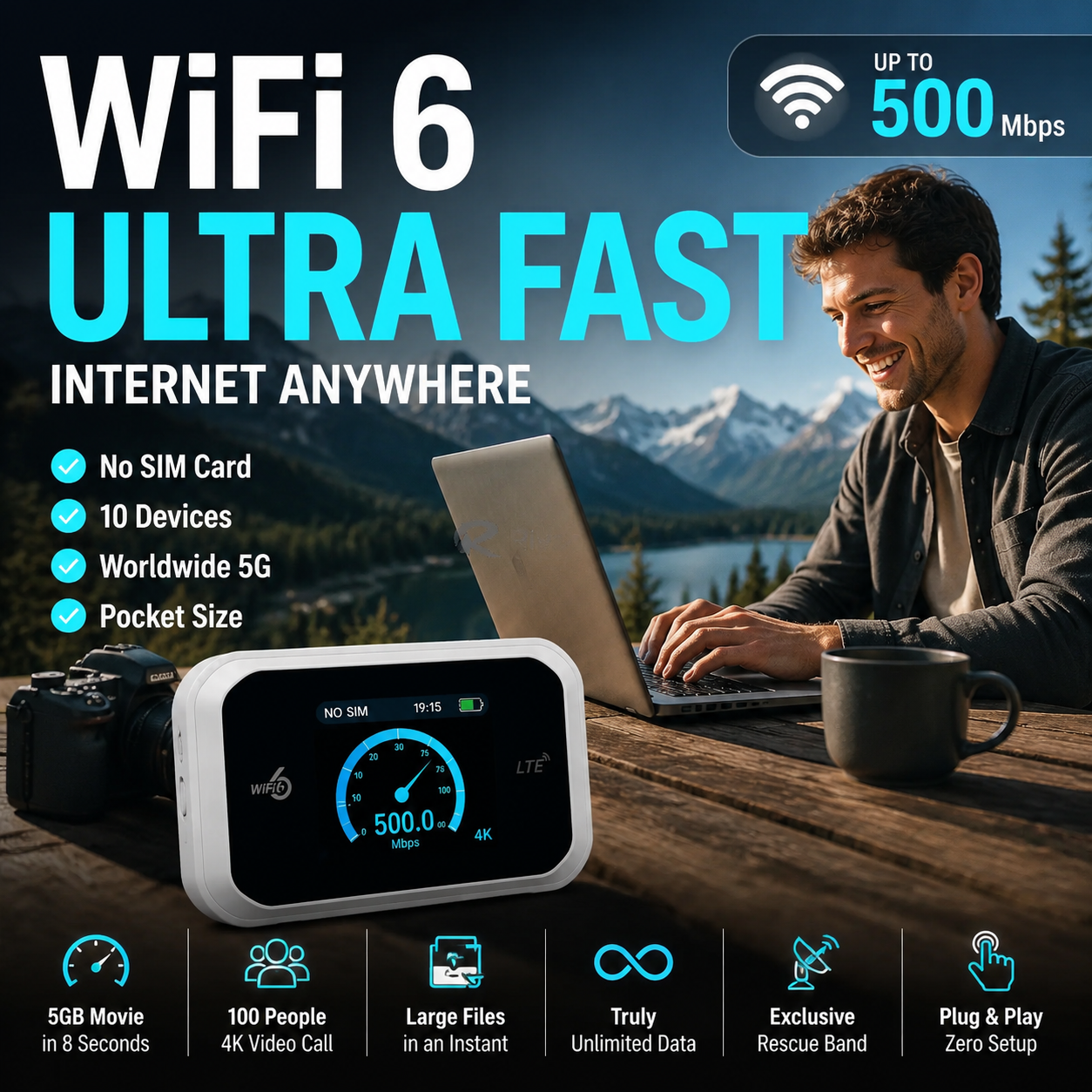 🥳2026 HOT SALE🥳💞50K+ SOLD!📶🌐 50% OFF! Mobile Hotspot – Portable WiFi, full coverage anywhere. No contract, no setup. Stay connected on the go! 📱✨（No card included））