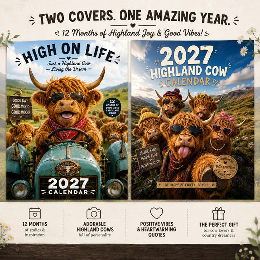 ⏳💥Final 3 hours-￡6.99!!🐮2027 Funny Highland Cow Wall Calendar | A4 Hanging Calendar | Designed by Isabel Kline