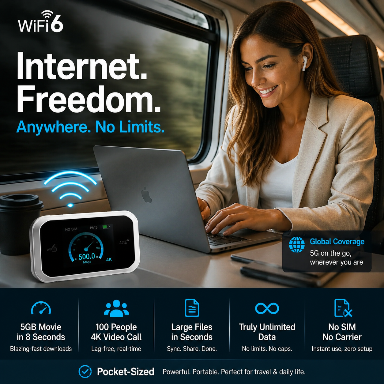 🥳2026 HOT SALE🥳💞50K+ SOLD!📶🌐 50% OFF! Mobile Hotspot – Portable WiFi, full coverage anywhere. No contract, no setup. Stay connected on the go! 📱✨（No card included））