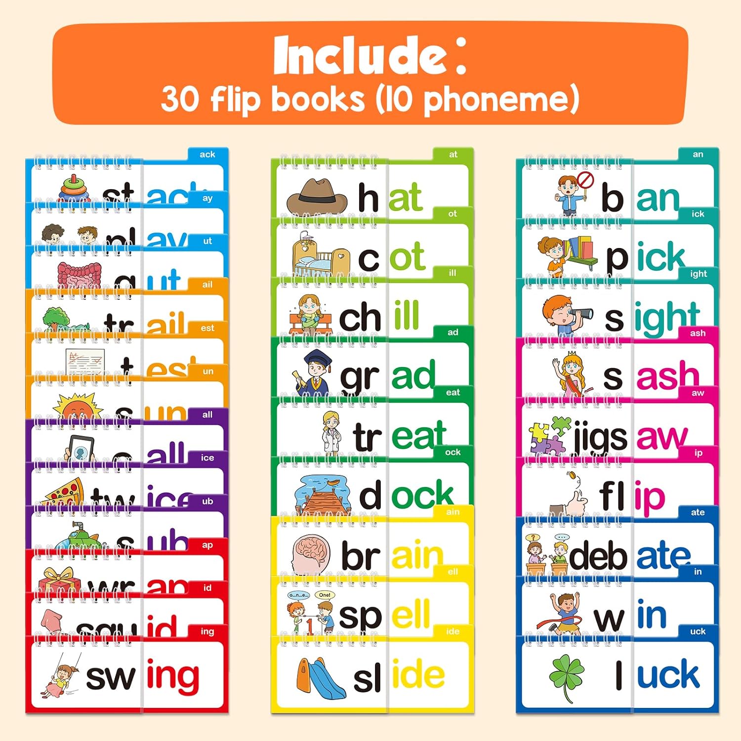🥰Last Day Promotion - 49% OFF🌈📚 Read & Rhyme Flip-Book Set – 30 Educational Phonics Flip Books for Early Learning