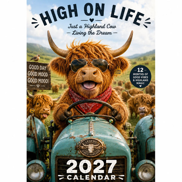 ⏳💥Final 3 hours-￡6.99!!🐮2027 Funny Highland Cow Wall Calendar | A4 Hanging Calendar | Designed by Isabel Kline