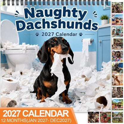 🐶LAST DAY SALE: Only £7.99🎁Naughty Dachshunds 2027 Wall Calendar – 12 Months of Mischief, Mayhem & Sausage Dog Smiles