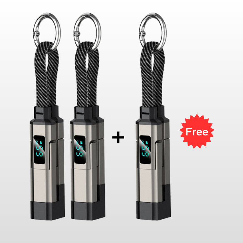 🎁💥LAST DAY SPECIAL PRICE!-￡7.99!!🔌4-in-1 Charging Cable with Digital Display & Keychain – Fast-Charging, Kink-Resistant & Compact