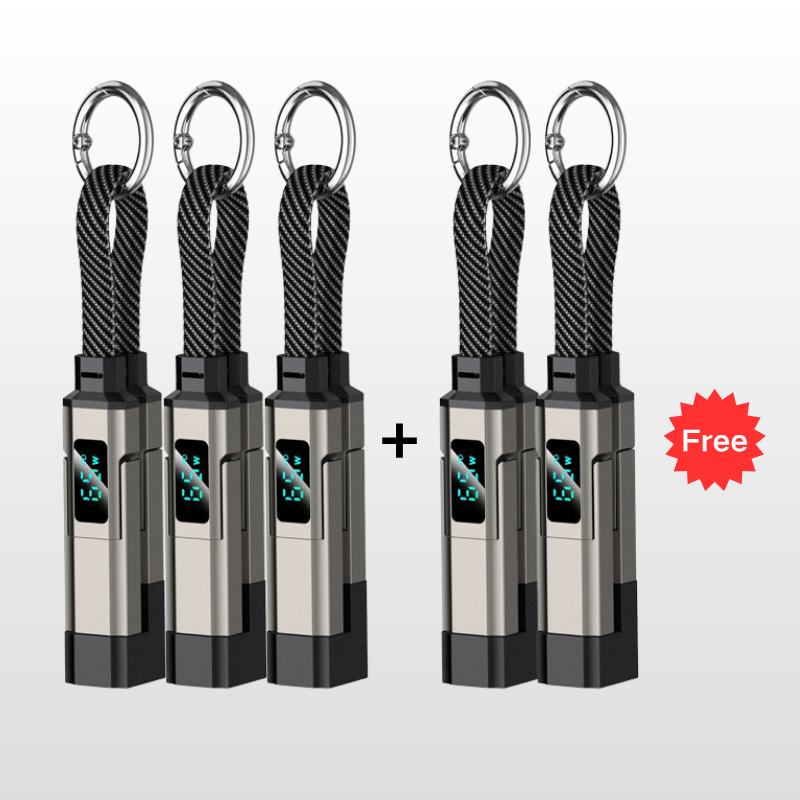 🎁💥LAST DAY SPECIAL PRICE!-￡7.99!!🔌4-in-1 Charging Cable with Digital Display & Keychain – Fast-Charging, Kink-Resistant & Compact