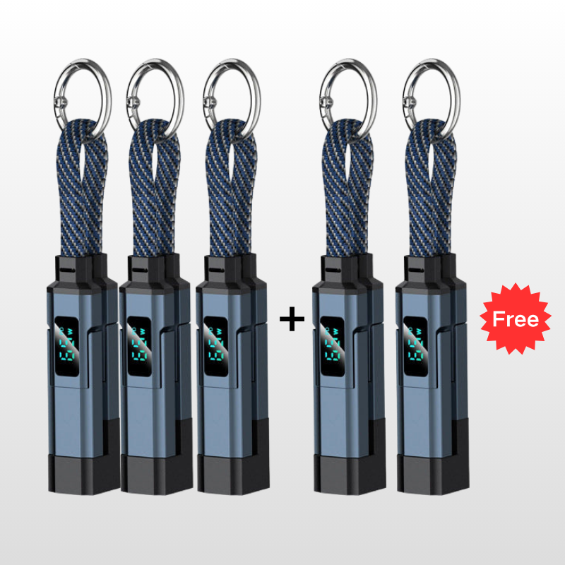 🎁💥LAST DAY SPECIAL PRICE!-￡7.99!!🔌4-in-1 Charging Cable with Digital Display & Keychain – Fast-Charging, Kink-Resistant & Compact