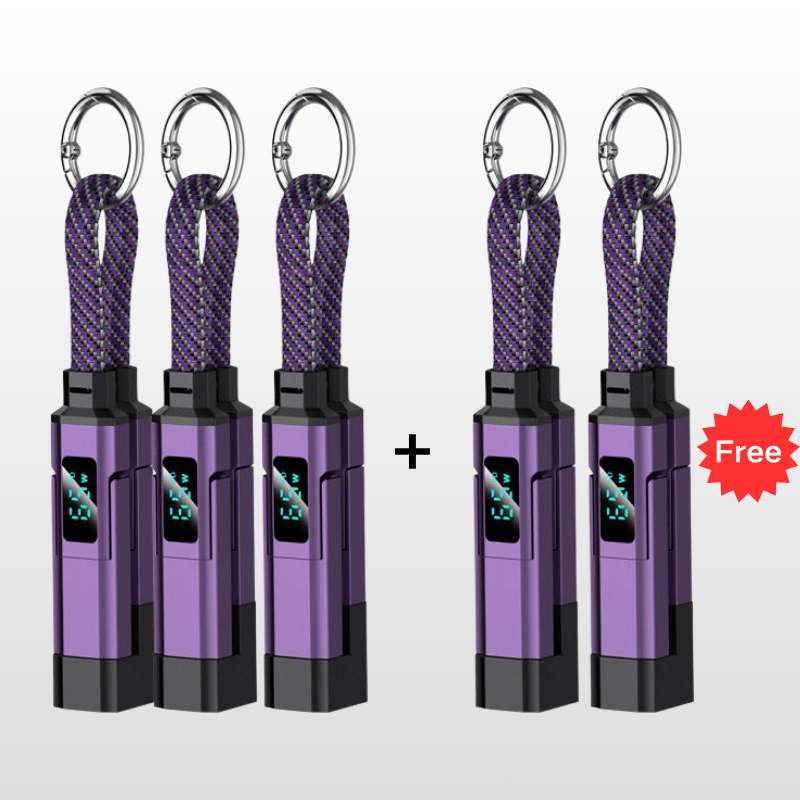 🎁💥LAST DAY SPECIAL PRICE!-￡7.99!!🔌4-in-1 Charging Cable with Digital Display & Keychain – Fast-Charging, Kink-Resistant & Compact