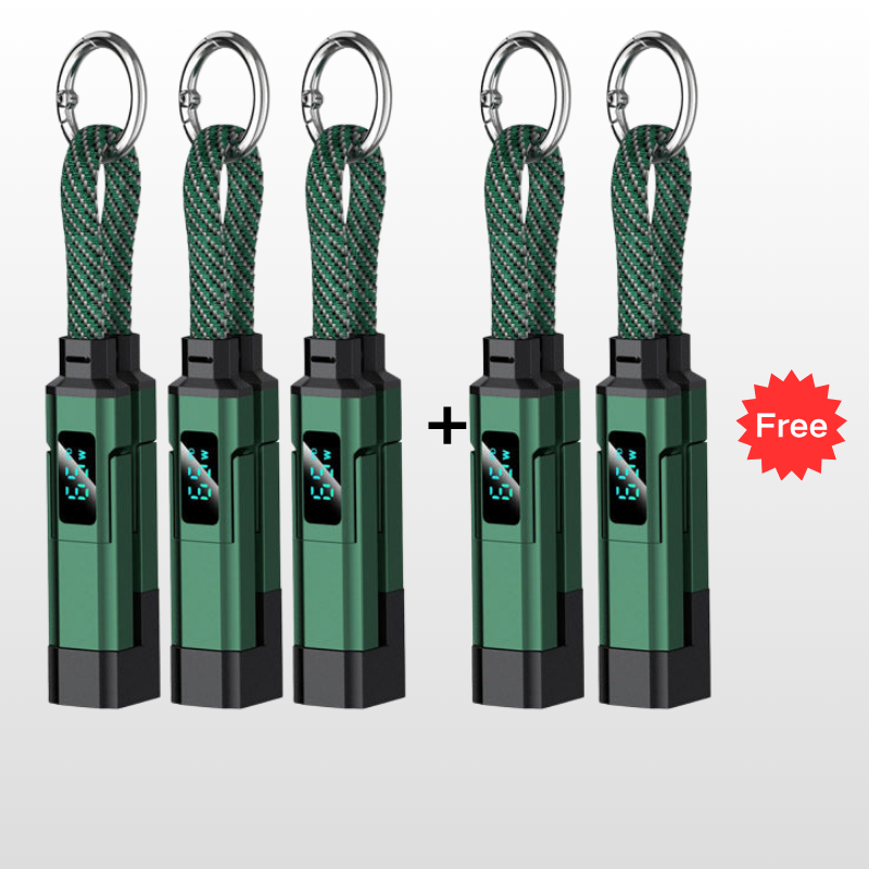🎁💥LAST DAY SPECIAL PRICE!-￡7.99!!🔌4-in-1 Charging Cable with Digital Display & Keychain – Fast-Charging, Kink-Resistant & Compact