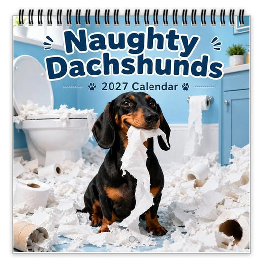 🐶LAST DAY SALE: Only £7.99🎁Naughty Dachshunds 2027 Wall Calendar – 12 Months of Mischief, Mayhem & Sausage Dog Smiles