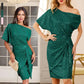💃Last Day Sales 50% OFF!🎉Sparkly One-Shoulder Ruched Dress