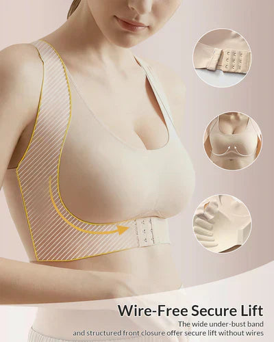🎁🔥Last day sale 50% OFF⏳👍✨Cross Back Front Closure Wireless Posture Support Bra– All-Day Comfort, Breathable & Summer-Ready 💕