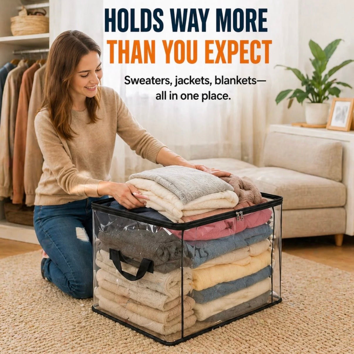 ⏳LAST DAY BUY 2 GET 1 FREE!!💕Transparent Storage Bag – Large, Dust & Moisture-Proof with Handle✨Ultimate All-in-One Organizer for Clothes, Toys, Books, Stuffed Animals & Absolutely Everything! 🧸📚👕🧦