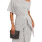 💃Last Day Sales 50% OFF!🎉Sparkly One-Shoulder Ruched Dress