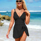 🎁2026 Hot Sale 60% OFF🌟Womens Deep V Tummy Control Scalloped Modest Tie Knot One Piece Swimsuit