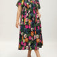 ⏰Summer Hot Sale 70% OFF💃Floral Smocked Square Neck Midi Dress with Pockets