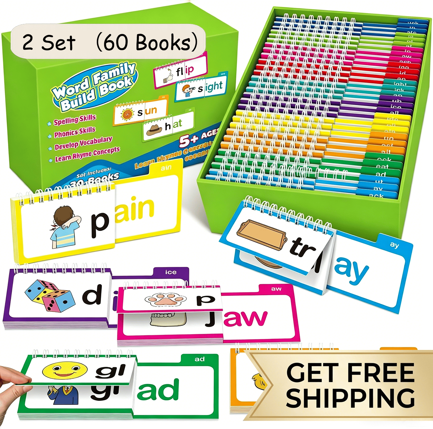🥰Last Day Promotion - 49% OFF🌈📚 Read & Rhyme Flip-Book Set – 30 Educational Phonics Flip Books for Early Learning