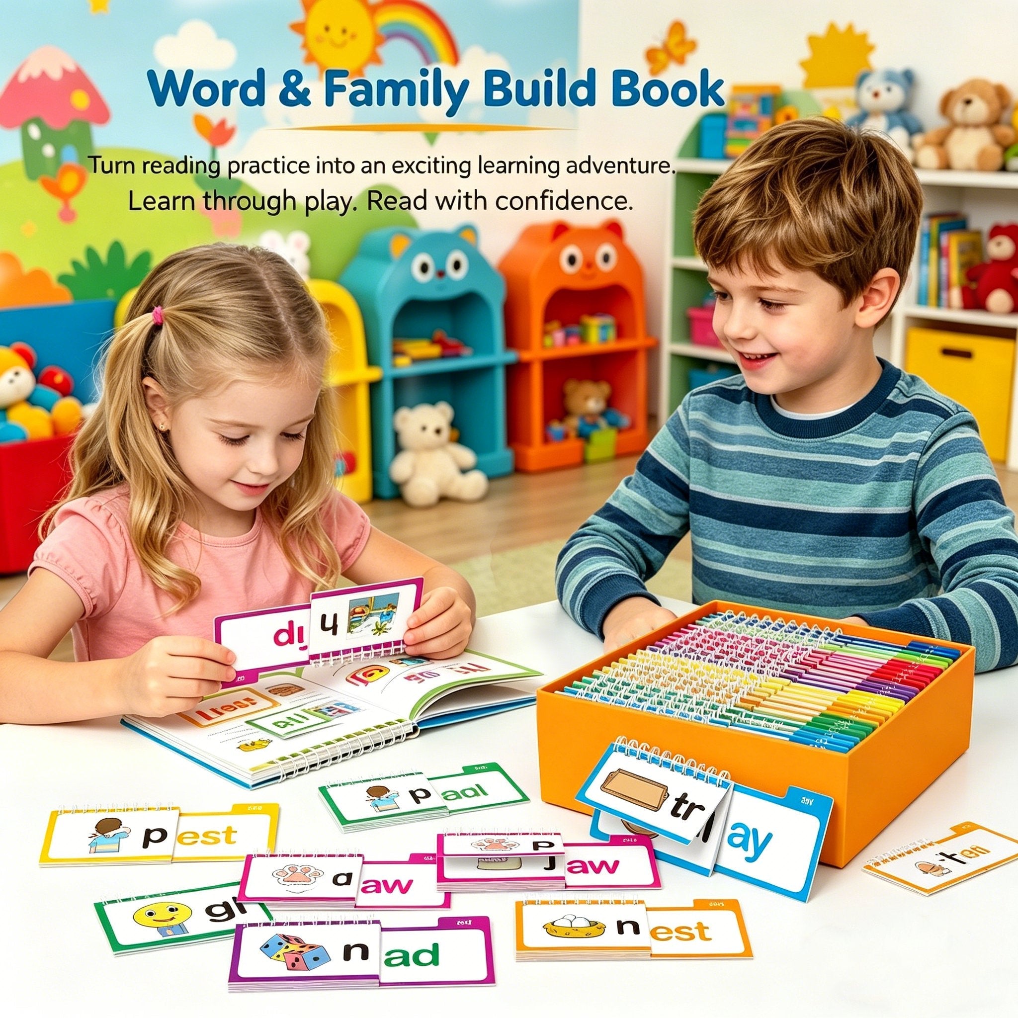 🥰Last Day Promotion - 49% OFF🌈📚 Read & Rhyme Flip-Book Set – 30 Educational Phonics Flip Books for Early Learning