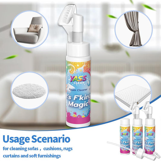 ⏳LAST DAY BUY 2 GET 1 FREE!!💖Yass Clean Magic Foam Cleaner for Carpets & Upholstery – Pet Stain & Odour Remover with Cleaning Brush🧼🪄