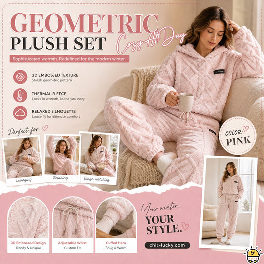 ⏳LAST DAY SALE ONLY ￡23.99!!🔥🍂 Embossed Geometric Plush Set – Timeless Comfort & Effortless Style For Every Occasion