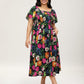 ⏰Summer Hot Sale 70% OFF💃Floral Smocked Square Neck Midi Dress with Pockets