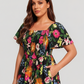 ⏰Summer Hot Sale 70% OFF💃Floral Smocked Square Neck Midi Dress with Pockets