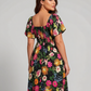 ⏰Summer Hot Sale 70% OFF💃Floral Smocked Square Neck Midi Dress with Pockets