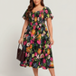 ⏰Summer Hot Sale 70% OFF💃Floral Smocked Square Neck Midi Dress with Pockets