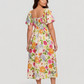 ⏰Summer Hot Sale 70% OFF💃Floral Smocked Square Neck Midi Dress with Pockets