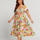 ⏰Summer Hot Sale 70% OFF💃Floral Smocked Square Neck Midi Dress with Pockets
