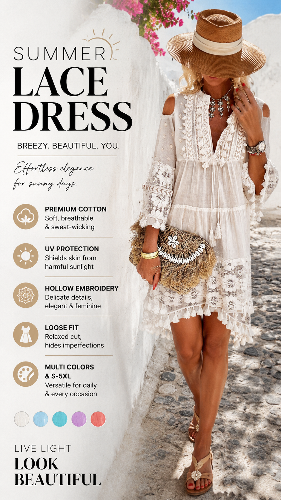 🏖️Summer Hot Sale 60% OFF🏝️👗Women's Loose Cotton Linen Embroidered Dress🌸