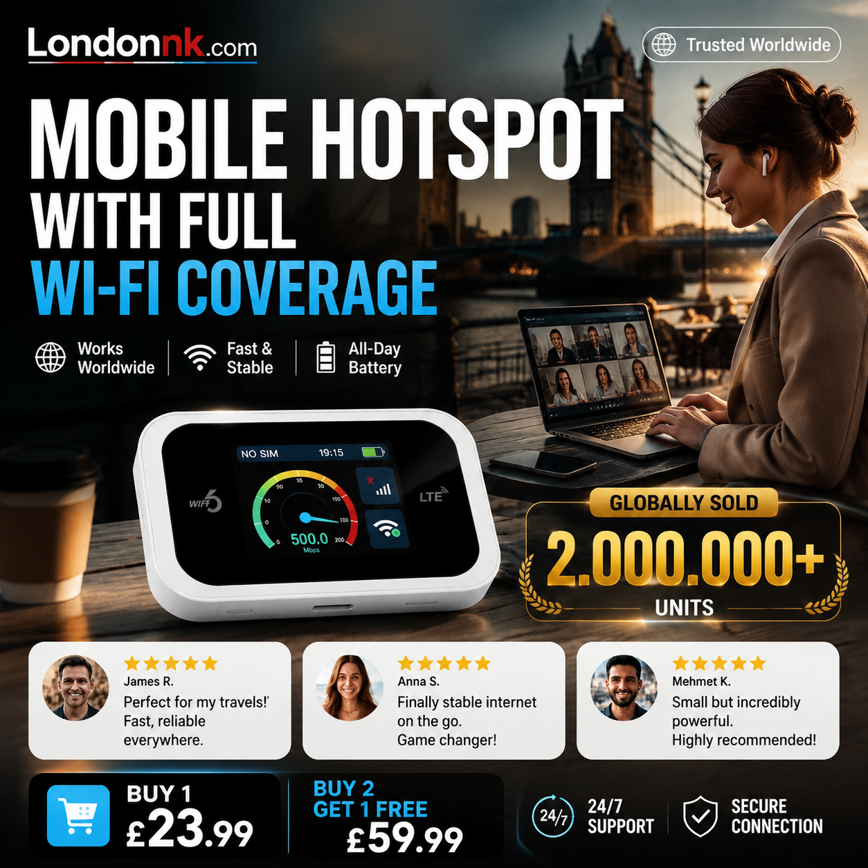 🥳2026 HOT SALE🥳💞50K+ SOLD!📶🌐 50% OFF! Mobile Hotspot – Portable WiFi, full coverage anywhere. No contract, no setup. Stay connected on the go! 📱✨（No card included））