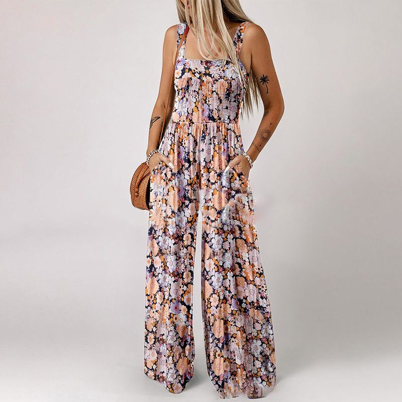 🏖️Summer Hot Sale 50% OFF🌼🎨Women’s Casual Print Sleeveless Overalls Jumpsuits
