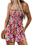 ⏰Hot Sale - 50% Off💃 Floral Print Sleeveless Shorts Jumpsuit with Pockets