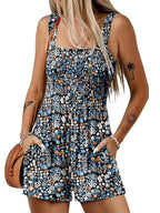 ⏰Hot Sale - 50% Off💃 Floral Print Sleeveless Shorts Jumpsuit with Pockets