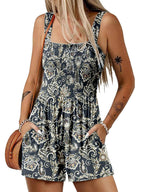 ⏰Hot Sale - 50% Off💃 Floral Print Sleeveless Shorts Jumpsuit with Pockets