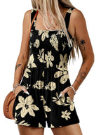 ⏰Hot Sale - 50% Off💃 Floral Print Sleeveless Shorts Jumpsuit with Pockets
